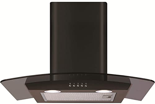 60cm Black Curved Glass Chimney Cooker Hood Kitchen Extractor Fan