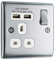 BG Electrical npc21u2w Single Switched Fast Charging Power Socket with USB Charging Ports, 13 A, Polished Chrome, 4.0 cm*3.0 cm*4.0 cm