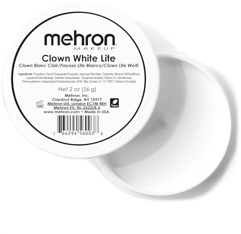 Mehron Makeup Clown White Lite | Professional Face Paint & Body Paint | White Cream Face Paint for Clown Makeup, Stage, Film, Cosplay, Mime, & Halloween 2 oz (56g)