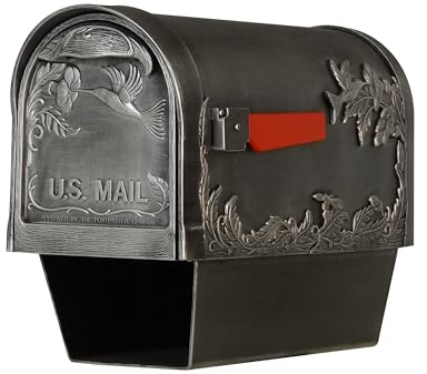 Special Lite Hummingbird Curbside Mailbox with Paper Tube - Swedish Silver Aluminum Mailbox for Post Mount - SCB-2005-SW