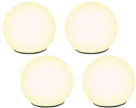 Lunartec Solar Leuchtkugel: 4er-Set Solar-Glas-Leuchtkugeln mit Dämmerungsautomatik, Ø 9 cm, weiß (Solarleuchtkugeln, Kugellampen, Ball)