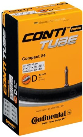 Continental Compact 24, Cykelluftrum. Unisex-Vuxen, Svart (d40), 32/47-507/544