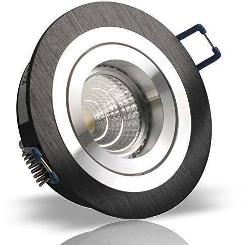 trendlights24 Noble Decken Einbauleuchte 1x Schwarz rund 230V Hochvolt GU10 schwenkbar - ohne Leuchtmittel - Aluminium Einbaustrahler Einbauspot