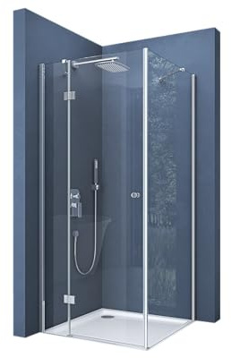 doporro Eck-Duschkabine 90x90cm Dusche Eckdusche Duschabtrennung ESG-Sicherheitsglas Klarglas inkl. Easy-Clean-Beschichtung R05K