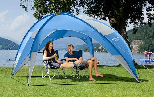 Berger Pavillon Bologna│ 2,8x2,8m UV50+ Sonnenschutz, inkl. Seitenteile Sichtschutz blau, robust gegen Wind als Partyzelt zum Camping oder als Gartenpavillon │ Inkl. Tragetasche, 7,8m² Fläche