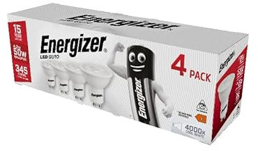 Energizer Modern LED Energy Saving Lightbulb, GU10, 5 W, Cool White, 4 Pack