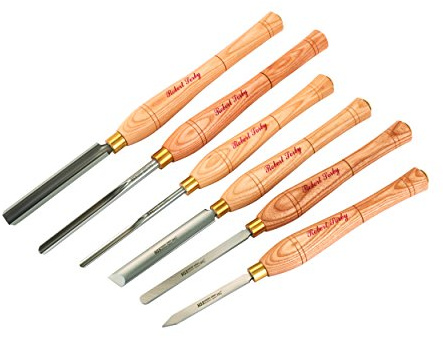 Robert Sorby 67HS 6 Piece Lathe Turning Set with 3/4 Spindle Roughing Gouge, 3/8 Spindle Gouge, 3/8 Bowl Gouge, 3/4 Standard Skew Chisel, 1/8 Parting Tool and 1/2 Round Nose Scraper 67HS