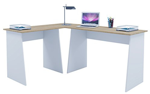VCM Computertisch | Eckschreibtisch | Maße Gesamtset ca. H. 74 x B. 135 x T. 105 cm | stylische Seitenteile | Schreibtisch – Masola