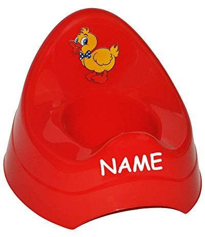 alles-meine.de GmbH Töpfchen/Nachttopf - mit Musik/Sound - groß - mit großer Lehne + Spritzschutz incl. Name - rot Ente - Toilettentrainer Klositz Babytöpfchen/Kindertopf /..