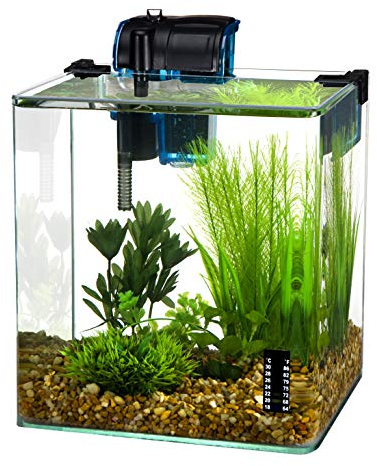 PENN-PLAX Water-World Vertex Desktop Nano Aquarium Kit – Perfect for Shrimp and Small Fish – 2.7 Gallon Tank