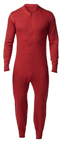 Stanfield's Men's Premium Cotton Long Sleeve Thermal Union Suit, Red, Large