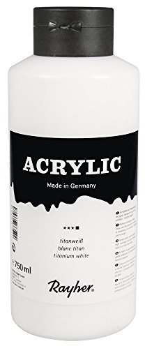 Rayher 38913101 Acrylic, Künstleracrylfarbe, Flasche 750ml, titanweiß
