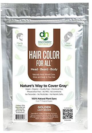 Henna Maiden LIVELY LIGHT BROWN Hair Color: 100% Natural & Chemical Free by Henna King