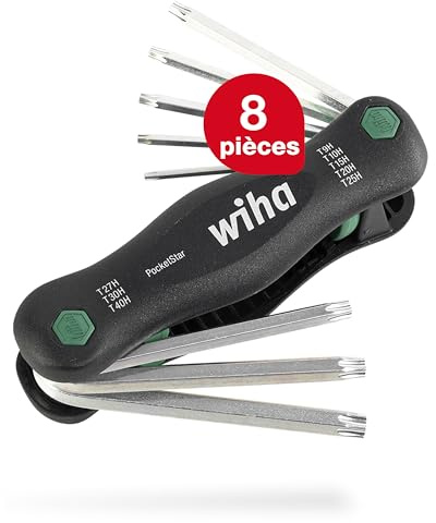 Wiha Multitool PocketStar® TORX Tamper Resistant (mit Bohrung) 8-tlg., per Tastendruck schneller Zugriff, als Längs- und Quergriff einsetzbar, all-in-one Werkzeug (25166)