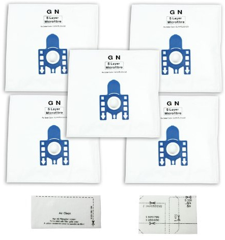 First4spares Type GN High Filtration Cloth Dust Bags for Miele Vacuum Cleaners (Pack of 5 + Motor and Air Filter)