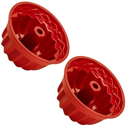 LS-LebenStil 2x Platin Silikon Gugelhupf-Form 24cm BPA Frei runde Napfkuchenform Backform Kuchenform für Marmor- & Rührkuchen Silikonformen Antihaft Eigenschaft