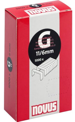 Novus Flachdrahtklammern 6 mm, für Hammertacker, XL-Packung mit 5000 Klammern vom Typ G 11/6, aus verzinktem Stahldraht