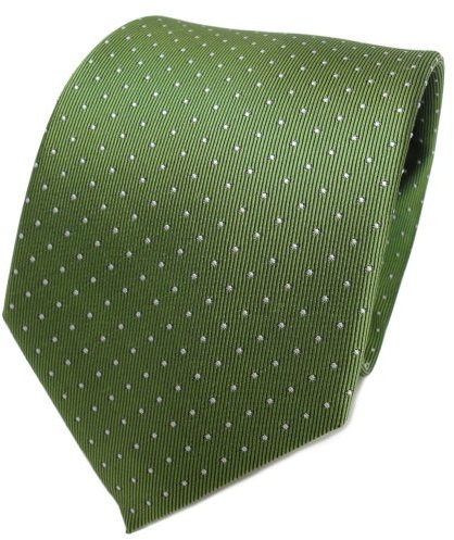 TigerTie Designer Seidenkrawatte in grün maigrün silber gepunktet