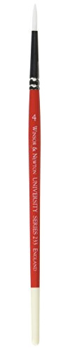 Winsor & Newton 5423004 - University Künstler Rundpinsel Nr. 4 - für Ölfarbe, Acrylfarbe und Aquarellfarbe, Farbe: Weiß, Rot, Schwarz
