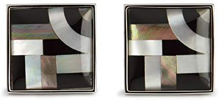 Onyx / Perlmutt Bauhaus Linien Manschettenknöpfe von Simon Carter