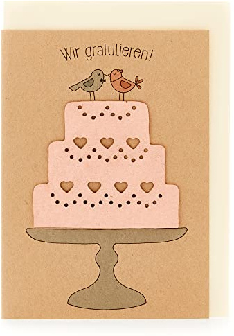 Die Stadtgärtner – Hochzeitskarte mit Saatpapier I Schöne Karte zur Hochzeit mit Torten-Motiv I Saatpapier mit hochwertigen Wildblumen-Samen I Karte mit Umschlag I 10,5 x 14,8 cm (DIN A6)