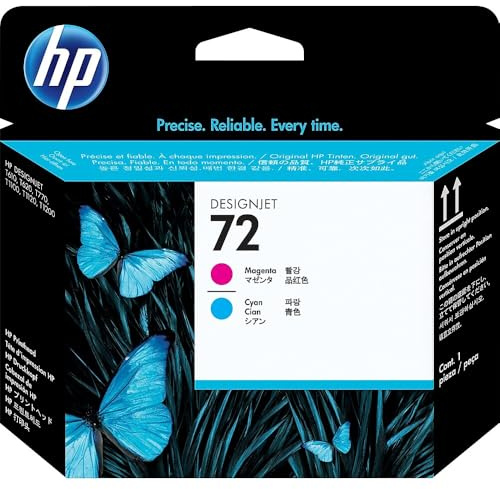 HP 72 Originaler DesignJet Druckkopf (C9383A) in Magenta & Cyan, für HP DesignJet T2300 eMFP, T1300, T1200, T1120, T1100, T1100 MFP, T795, T790, T770, T620, T610 & T600 Großformatdrucker