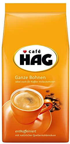 Café HAG Ganze Bohnen entkoffeiniert, Ideal für schwarzen Kaffee mit feiner Crema, Kaffee ganze Bohnen, 500 g