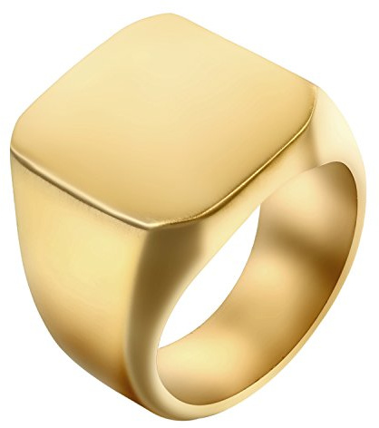 JewelryWe Bague Homme Chevalière Sceau Poli Motard Anneau Acier Inoxydable Fantaisie Bijoux Cadeau Or #64.5