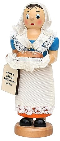 Dekohelden24 Räucher Stollenfrau mit rauchendem Stollen, ca. 19 cm