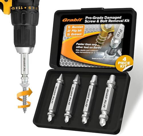 Alden 8440P Pro Grabit Broken Bolt and Damaged Screw Extractor 4 Piece Kit - Made in The USA