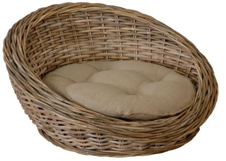 korb.outlet Katzenbett/Hundebett aus Rattan inklusive Polster/Katzenkorb Rattan