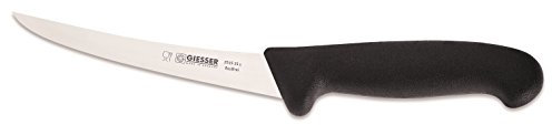 Giesser Messer Cuchillo deshuesador negro de 15 cm, hoja curvada y fuerte, cuchillo profesional