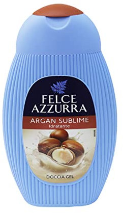 Felce Azzurra - Docciaschiuma Profumato Argan Sublime, Gel Detergente Idratante Pelle Morbida, Doccia Schiuma Delicato con Olio di Argan, Rosa e Vaniglia, Gel Doccia Dermatologicamente Testato, 250 ml