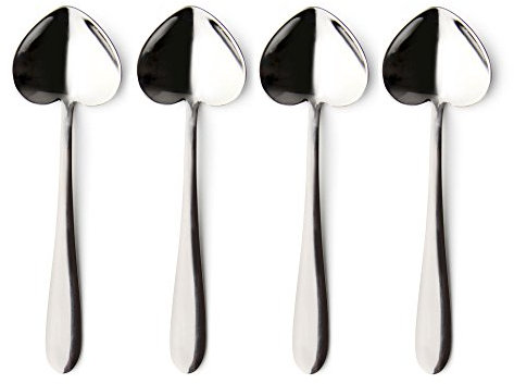Grunwerg Windsor Sweet Heart Shaped Teaspoon Spoon Pack 4 - Stainless Steel