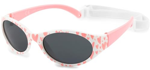 Kiddus Occhiali da Sole 2-4 Anni Bambino Bambina, Polarizzati UV400 CAT3, Montatura Flessibile con Fascia Regolabile in Neoprene, CE ISO REACH
