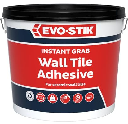 EVO-STIK Instant Grab Wall Tile Adhesive 10L - Ready-Mixed - High Grab, Non-Slip - Showerproof - Water-Based Wall Tile Adhesive for Kitchens & Bathrooms - Suitable for Ceramic Tiles