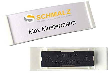 Schmalz® 10 Stück Namensschild mit Magnet gewölbt Kunststoff weiss 70x20 mm NEU