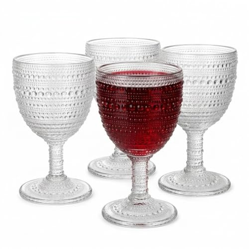 Godinger Wine Glasses Goblets, Beverage Stemmed Glass Cups - Lumina, 9oz, Set of 4