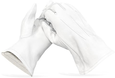 THE MASONIC COLLECTION - Gants 100% cuir souple - Blanc - Lavage à la main uniquement - Cadeau franc-maçon pour homme