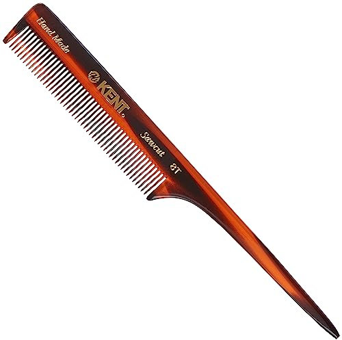 Kent Handmade 190mm Tail Comb A 8T – Hand-Sawn Cellulose Acetate Comb for Fine Hair, Precision Sectioning, Smoothing & Styling