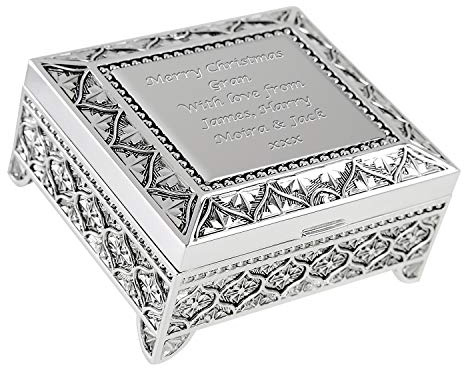 De Walden Gran Personalised Engraved Silver Plated Trinket Box Gift | Jewellery Box, For Gran's Birthday, Christmas Xmas Gift, Gifts For Women