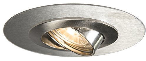 Qazqa - Modern Kippbarer Einbauspot aus Stahl I Silber I nickel matt mit Distanzring - Edu I Wohnzimmer I Schlafzimmer - Stahl Rund - LED geeignet GU10