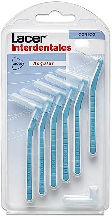 LACER - Cepillo Interdental Angular Cónico Pack 6 Unidades, Mango Angulado, Máxima Eficacia, Filamentos Tynex, Elimina la Placa Bacteriana