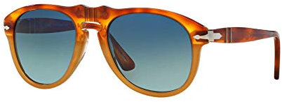 Persol Unisex PO0649 Sonnenbrille, Mehrfarbig (Gestell: Havana, Gläser: blau-verlauf polarisiert 1025S3), Medium (54)
