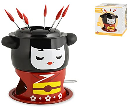 Home Dolly Fondue-Service, Holz/Metall, Schwarz, 11 Stück