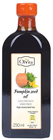 Raw Pumpkin Seed Oil, Unrefined, Cold Pressed and Crude, Ol'Vita 250 ml