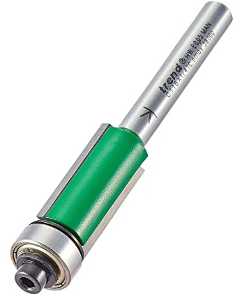 Trend Fresa Recorte con Rodamiento, vástago 1/4, 12,7x25,4 mm | Fresa de borde autoguiada con rodamiento y punta de carburo de tungsteno, Ø12,7 mm y L25,4 mm, C116X1/4TC