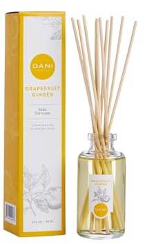DANI Naturals Reed Diffuser Set - Fresh Grapefruit Ginger Scent - Aromatherapy Essential Oils - Alcohol-Free, Non-Toxic, Eco-Friendly - 10 Sticks - 3.5 oz