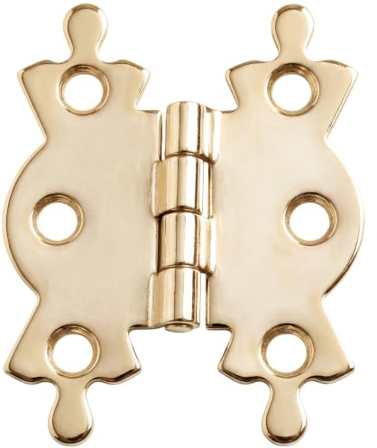 Merriway BH01756 Butterfly Hinges, Brass Plated, 50mm, Pack of 4 | Decorative surface-mounted design | For boxes, chests, cabinets, cupboard doors and craft projects | 50mm (2)