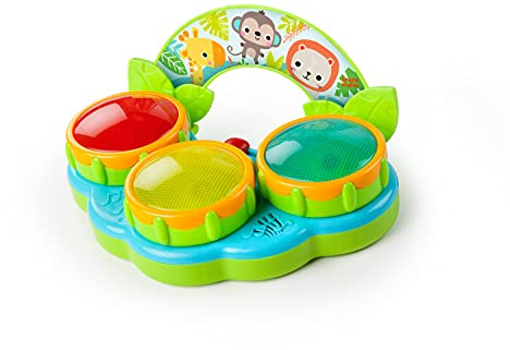 Bright Starts, Safari Beats Tamburo Musicale con luci, età 3 Mesi +